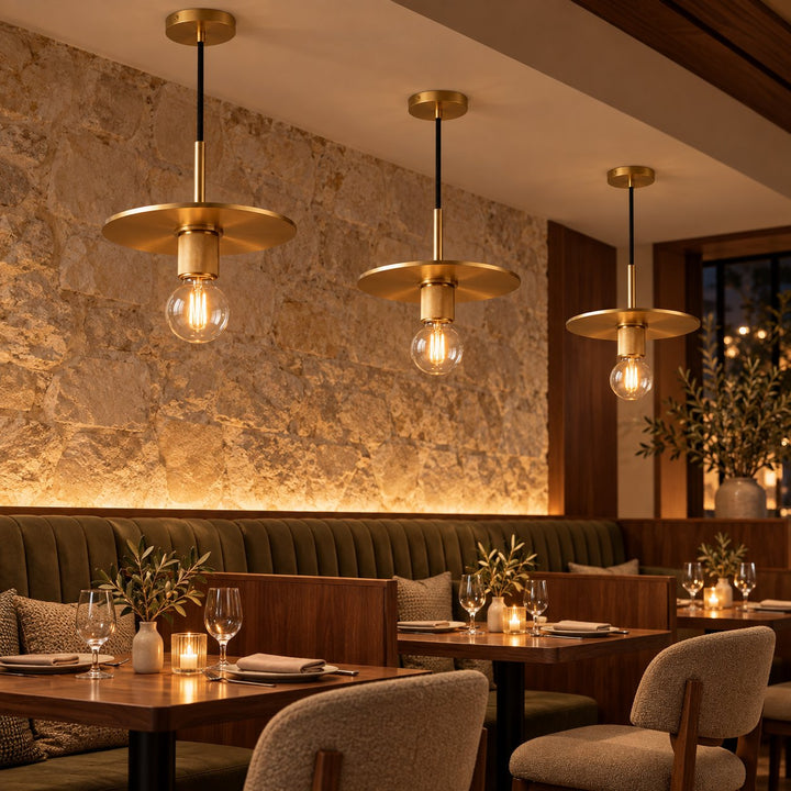 Modern 18cm Copper Disc Pendant Light with E27 Bulb – Minimalist Ceiling Light