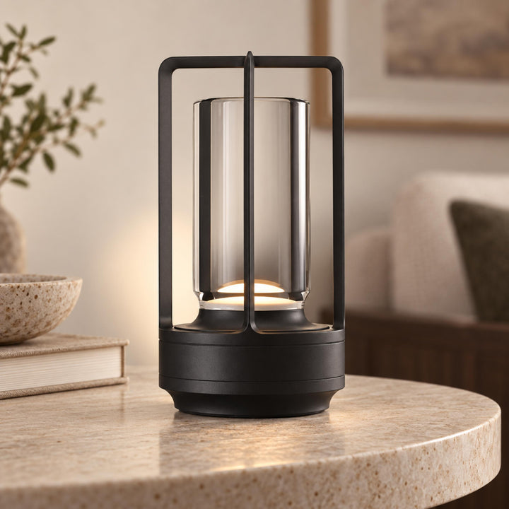 Modern Cordless Table Lamp with Crystal Shade Aluminum Alloy Base USB Charging LED Light