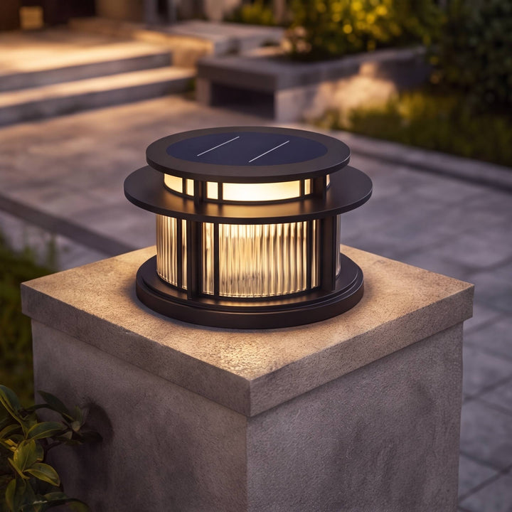 Solar Garden Light Modern Pillar Design Stainless Steel Waterproof LED Adjustable Color Temperature