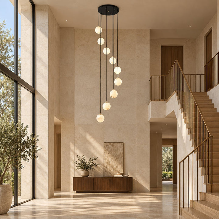 Modern Cluster Chandelier Light Wall Mounted Alabaster Glass LED Dimmable Fixture