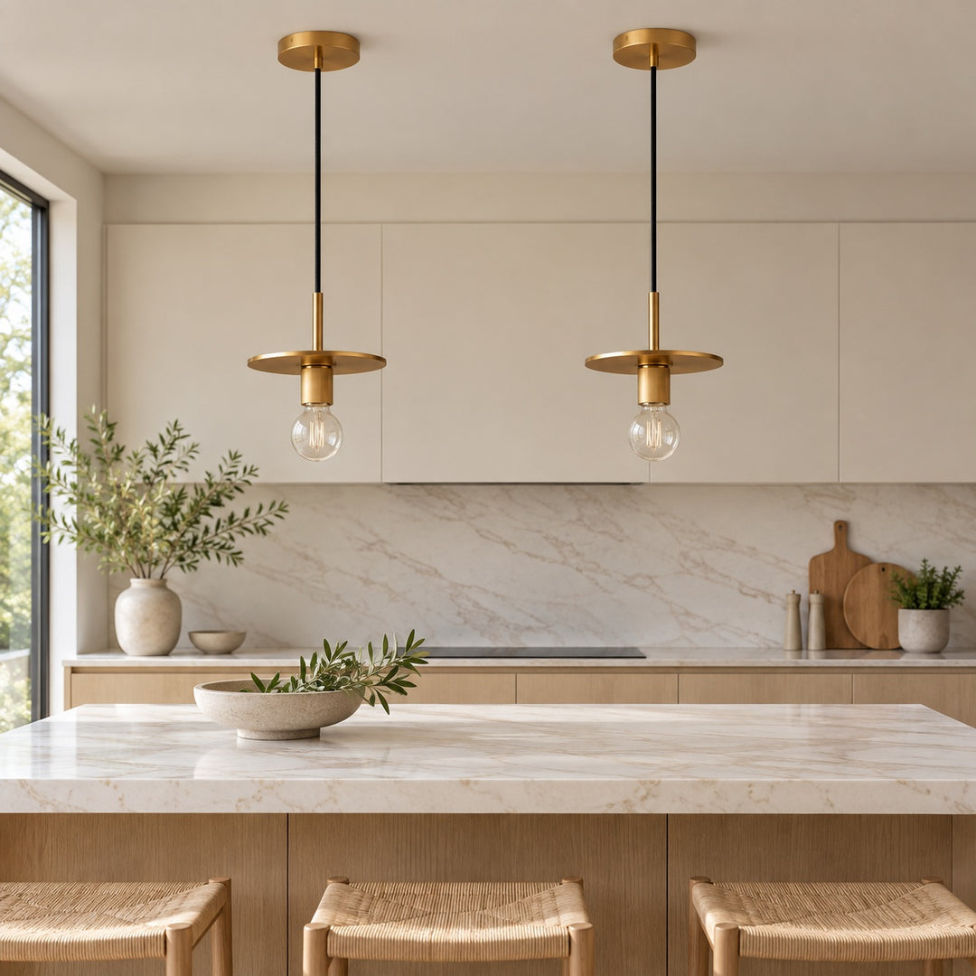 Modern 18cm Copper Disc Pendant Light with E27 Bulb – Minimalist Ceiling Light