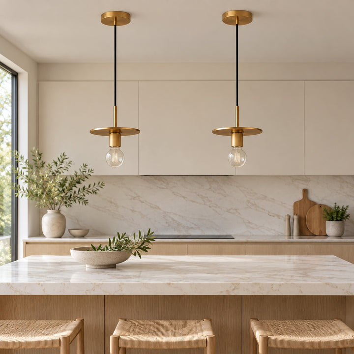 Modern 18cm Copper Disc Pendant Light with E27 Bulb – Minimalist Ceiling Light