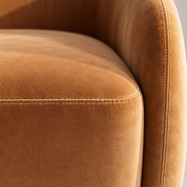 Modern Accent Armchair with Curved Arms Soft Upholstery for Cozy Living Room Seating
