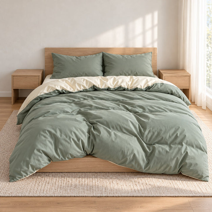 Pastel Double-Sided Bedding Set Minimalist Comforter Cover Twin Full Queen King Size