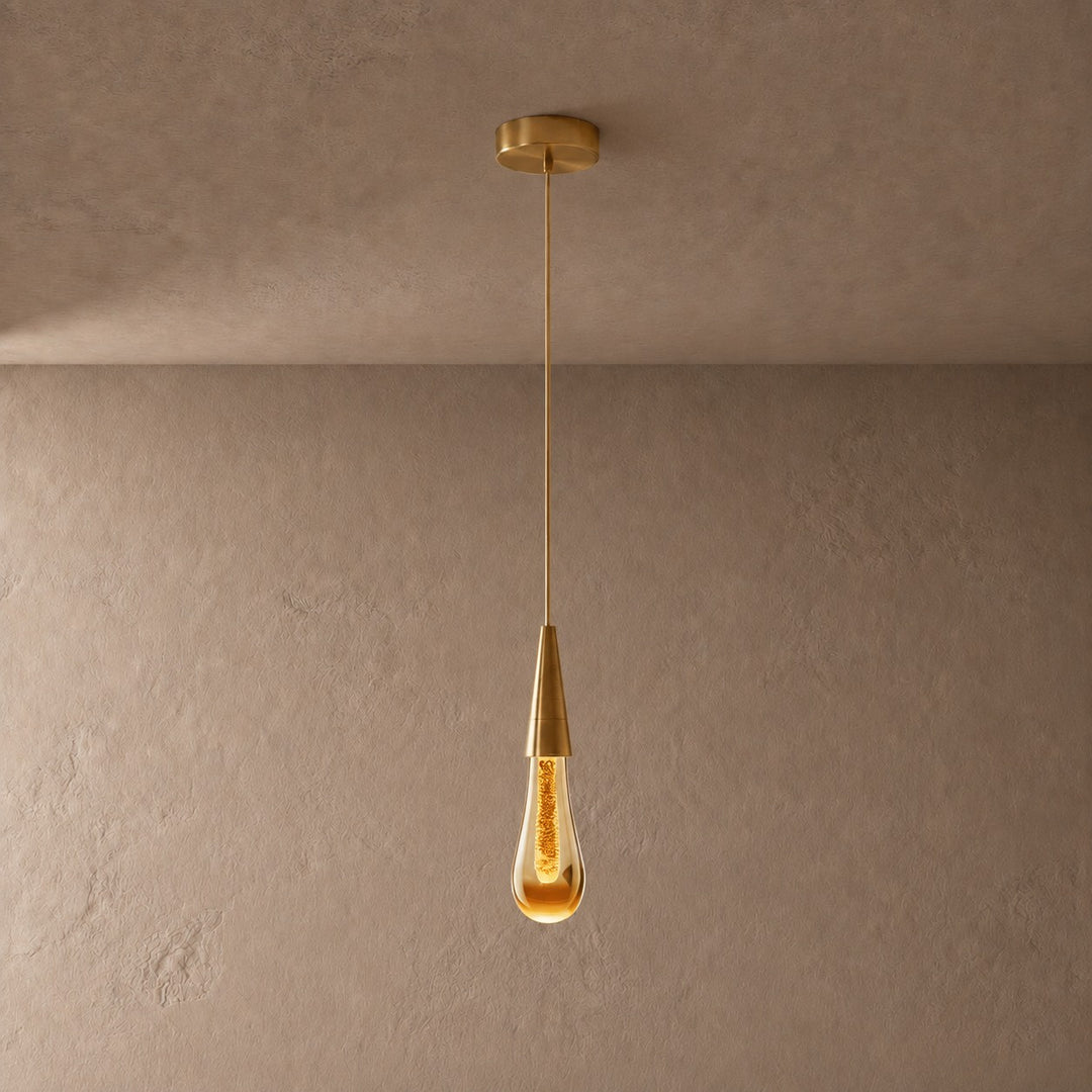 Modern Adjustable Pendant Light Hanging Chrome-Plated Iron and Crystal LED Fixture
