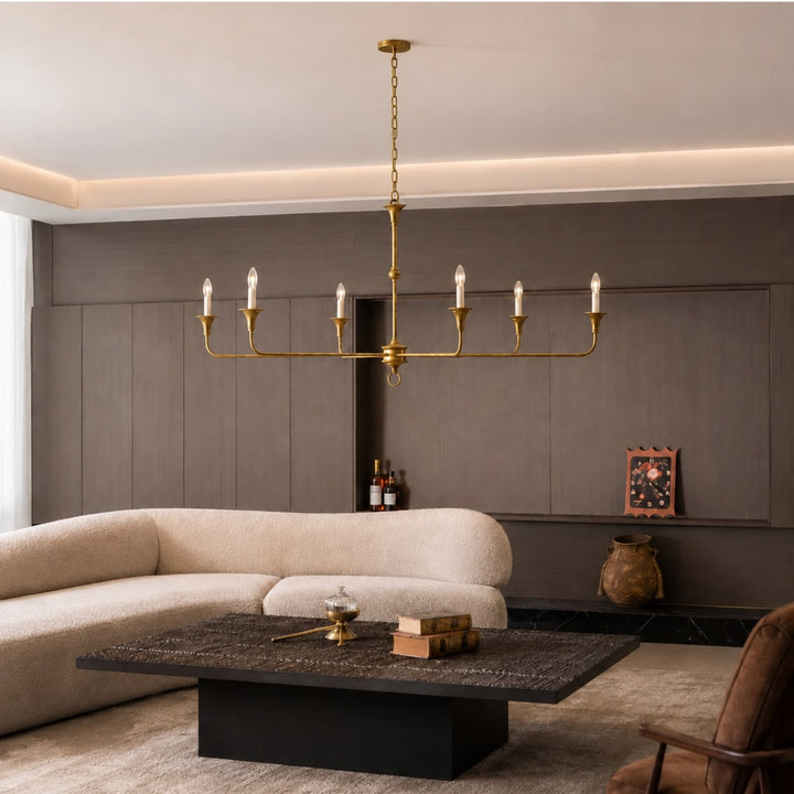 Modern Chandelier Light 5-Head Adjustable Brass Flush Mount E14 Candelabra Bulbs Exposed