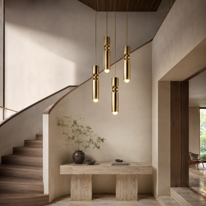 Modern Black Pendant Light with Adjustable Dimmable LED and Geometric Metal Design