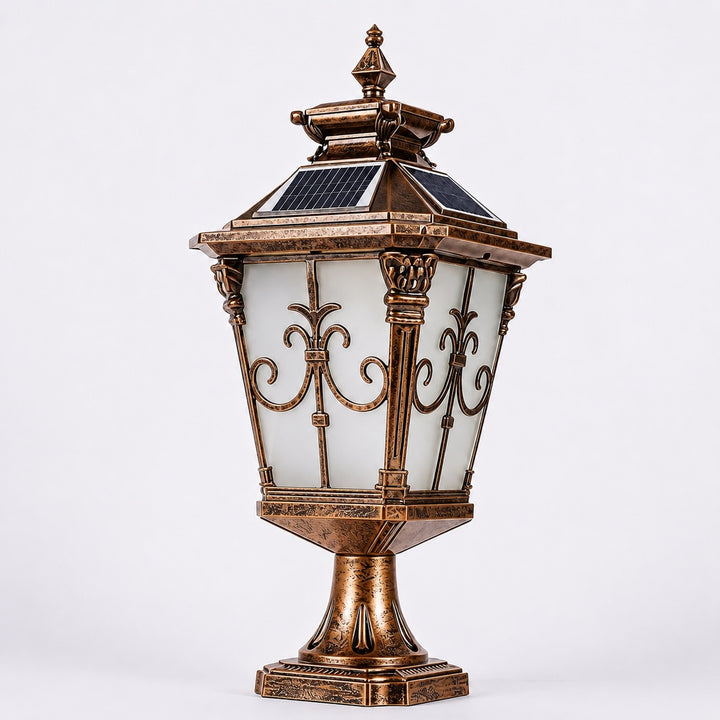 Solar Outdoor Garden Light Modern Fence Post Fixture Die Cast Aluminum LED Warm White