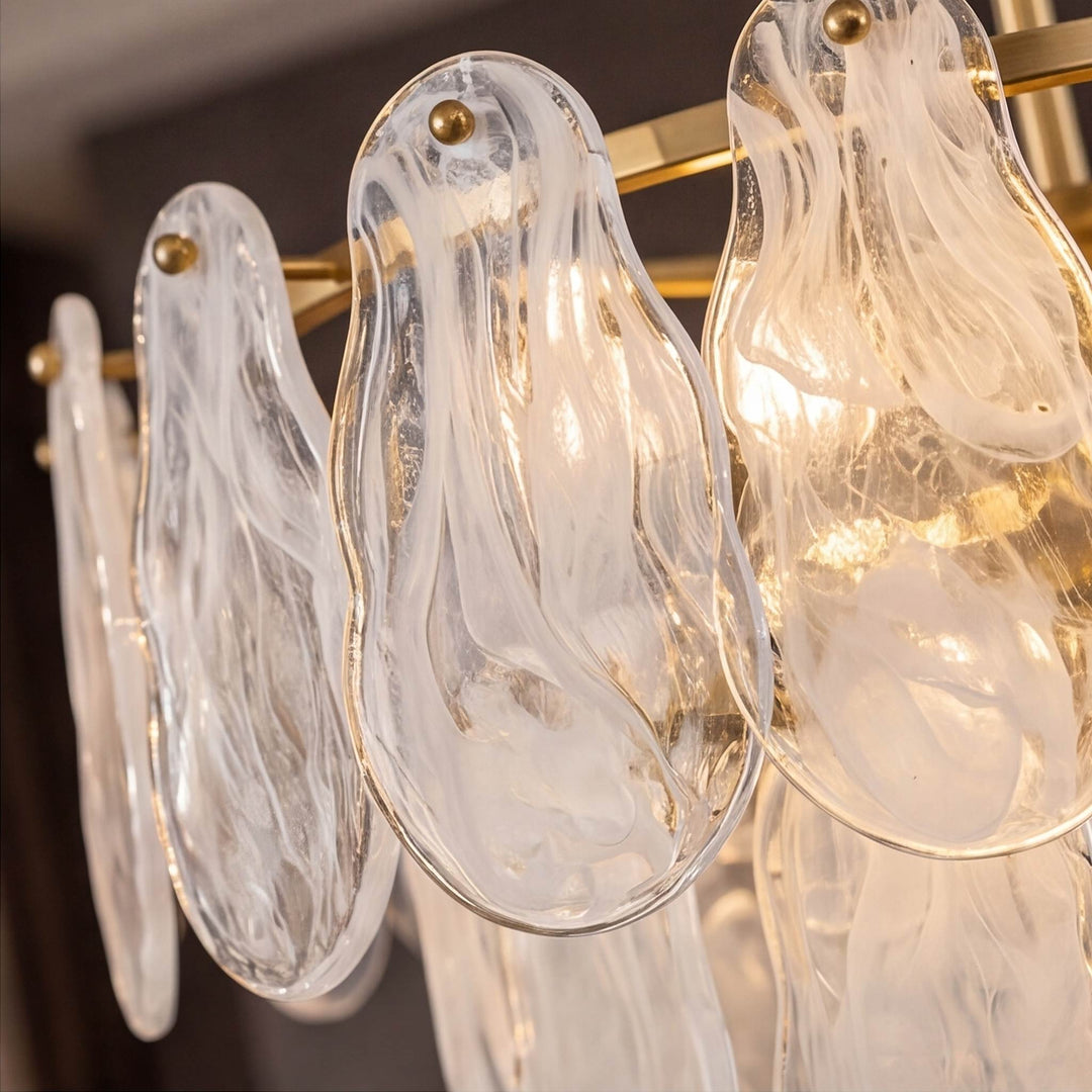 Modern Chandelier Adjustable Height Metal Frame Gold Hanging Light Fixtures E12 Bulb Compatible