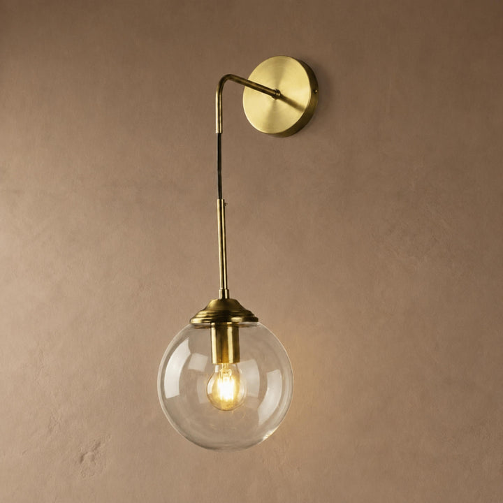 Modern Minimalist Wall Sconce Lighting Wall Mounted Glass Shade Metal Detailing LED Compatible