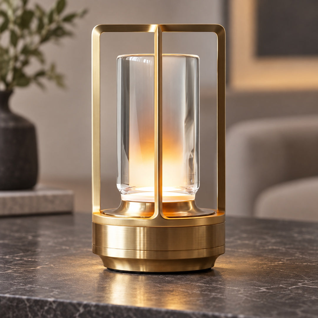 Modern Cordless Table Lamp with Crystal Shade Aluminum Alloy Base USB Charging LED Light