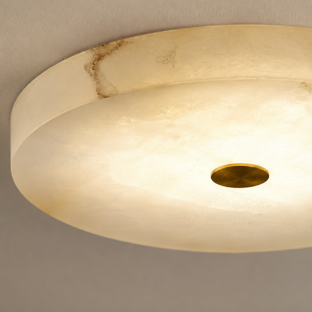 Modern Alabaster LED Flush Mount Ceiling Light – Round Natural Stone Design  Copy Title