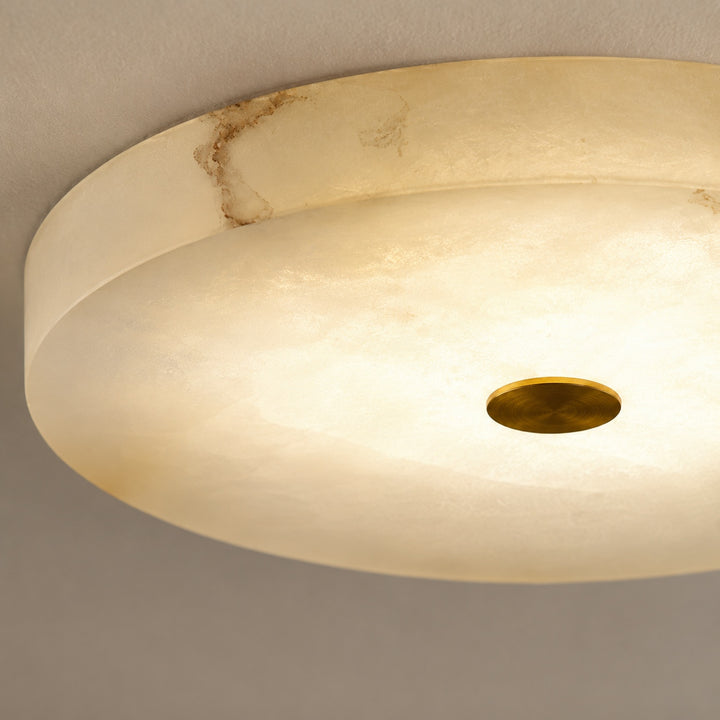 Modern Alabaster LED Flush Mount Ceiling Light – Round Natural Stone Design  Copy Title