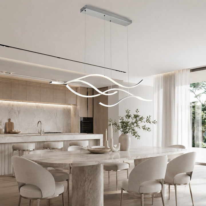 Modern LED Pendant Light Adjustable Hanging Metal Fixture with Silicone Shade Dimmable