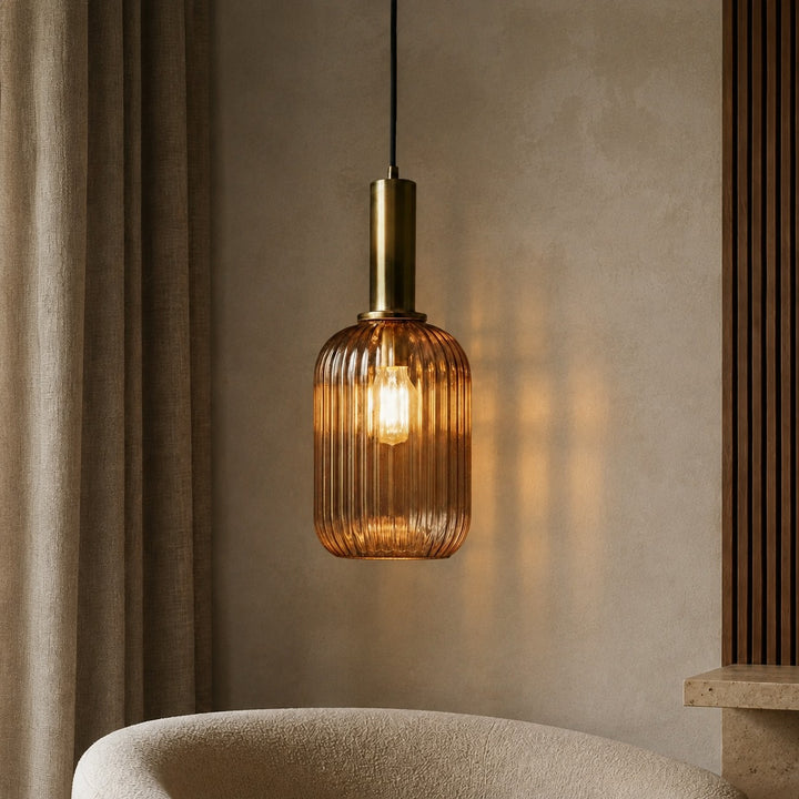 Modern Glass Pendant Light Hanging Fixture Adjustable Height LED Compatible