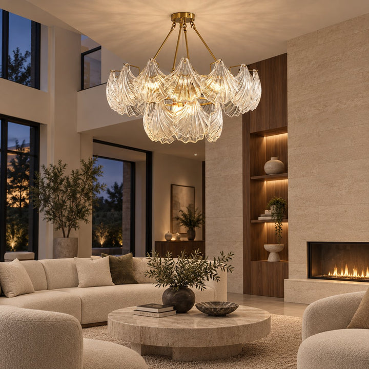 Modern Adjustable Ceiling Light Clear Glass LED Flush Mount Fixture 12 Inch Diameter