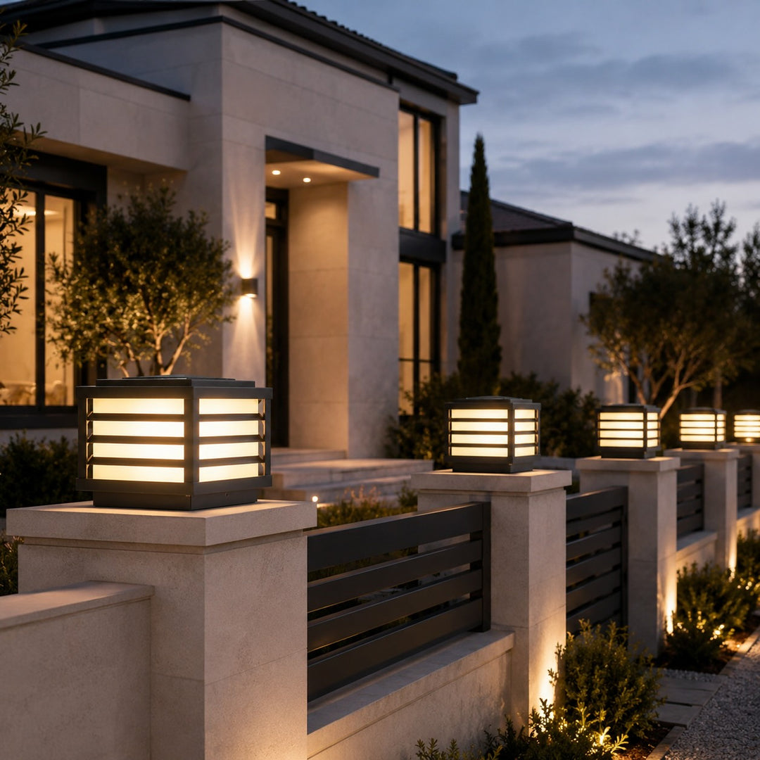 Solar Outdoor Wall Light Modern Die-Cast Aluminum with LED Warm White Glass Shade