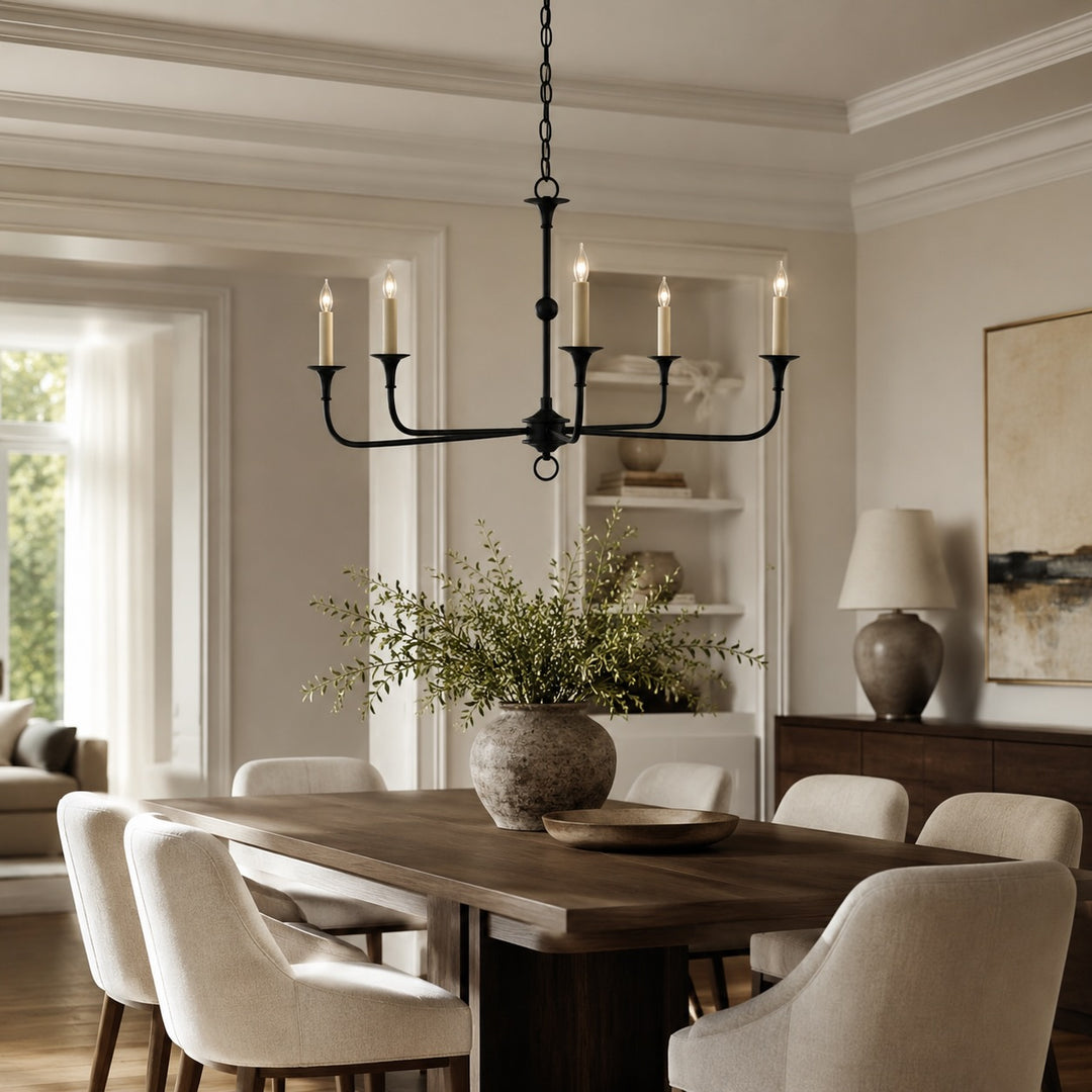 Modern Chandelier Light 5-Head Adjustable Brass Flush Mount E14 Candelabra Bulbs Exposed