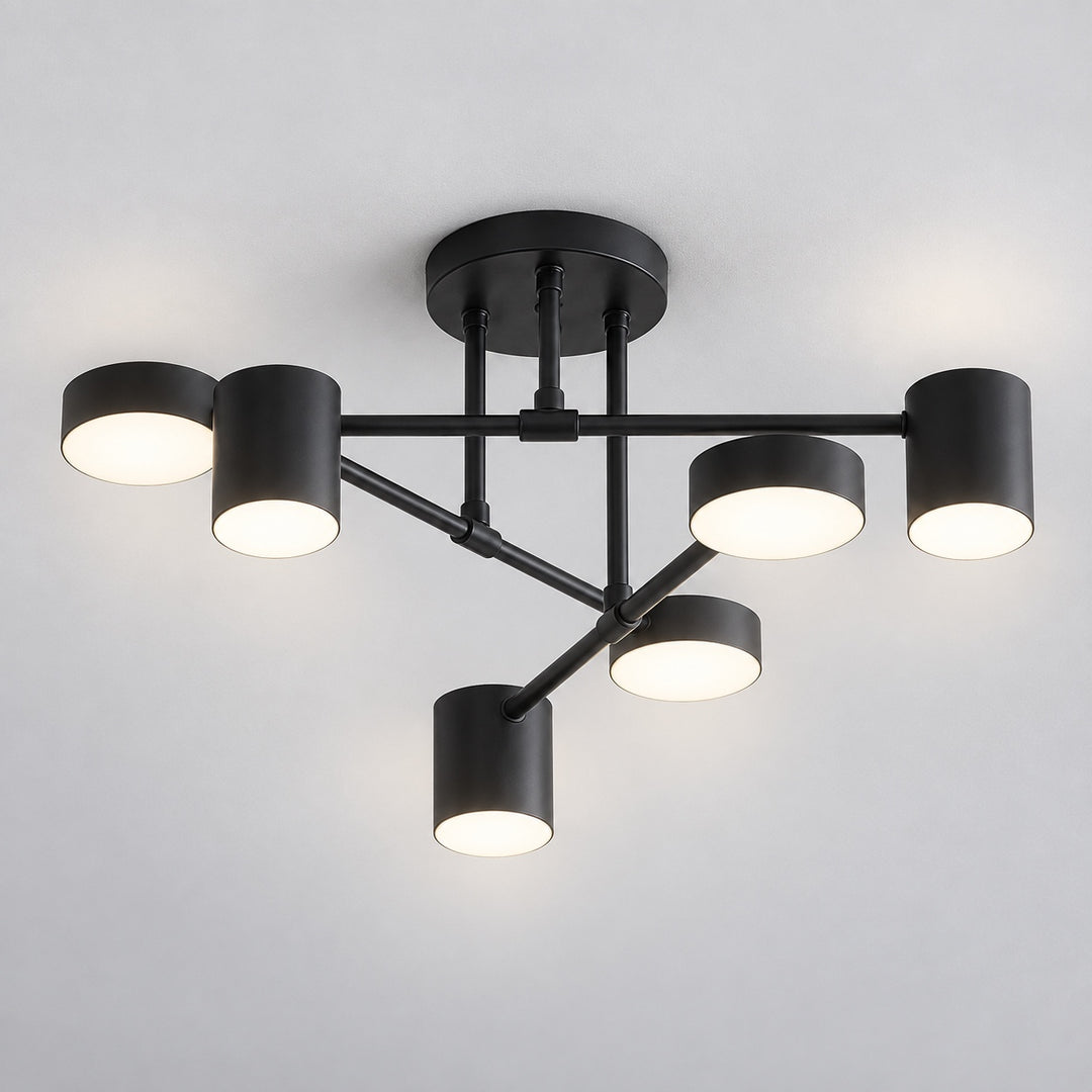 Modern Sputnik Flush Mount Ceiling Light Fixture with Metal Arms and Adjustable LED Bulbs 24 Inch