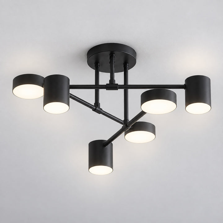 Modern Sputnik Flush Mount Ceiling Light Fixture with Metal Arms and Adjustable LED Bulbs 24 Inch