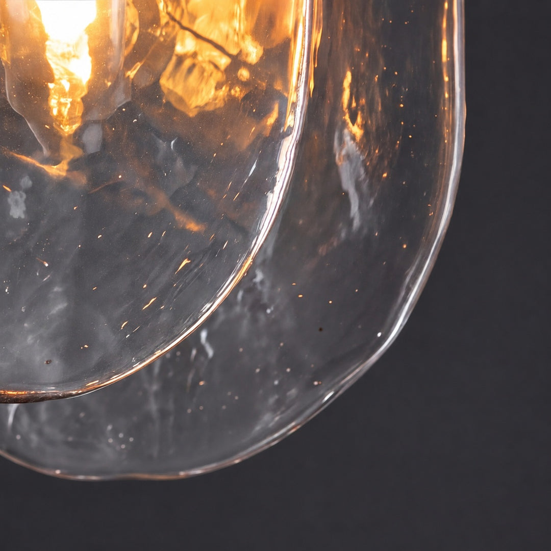 Modern Sculptural Glass Pendant Light with Natural Brass Finish