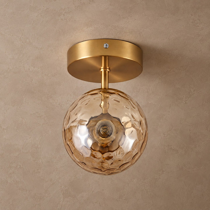 Modern Brass & Textured Glass Globe Wall Sconce | G9 Indoor Wall Light