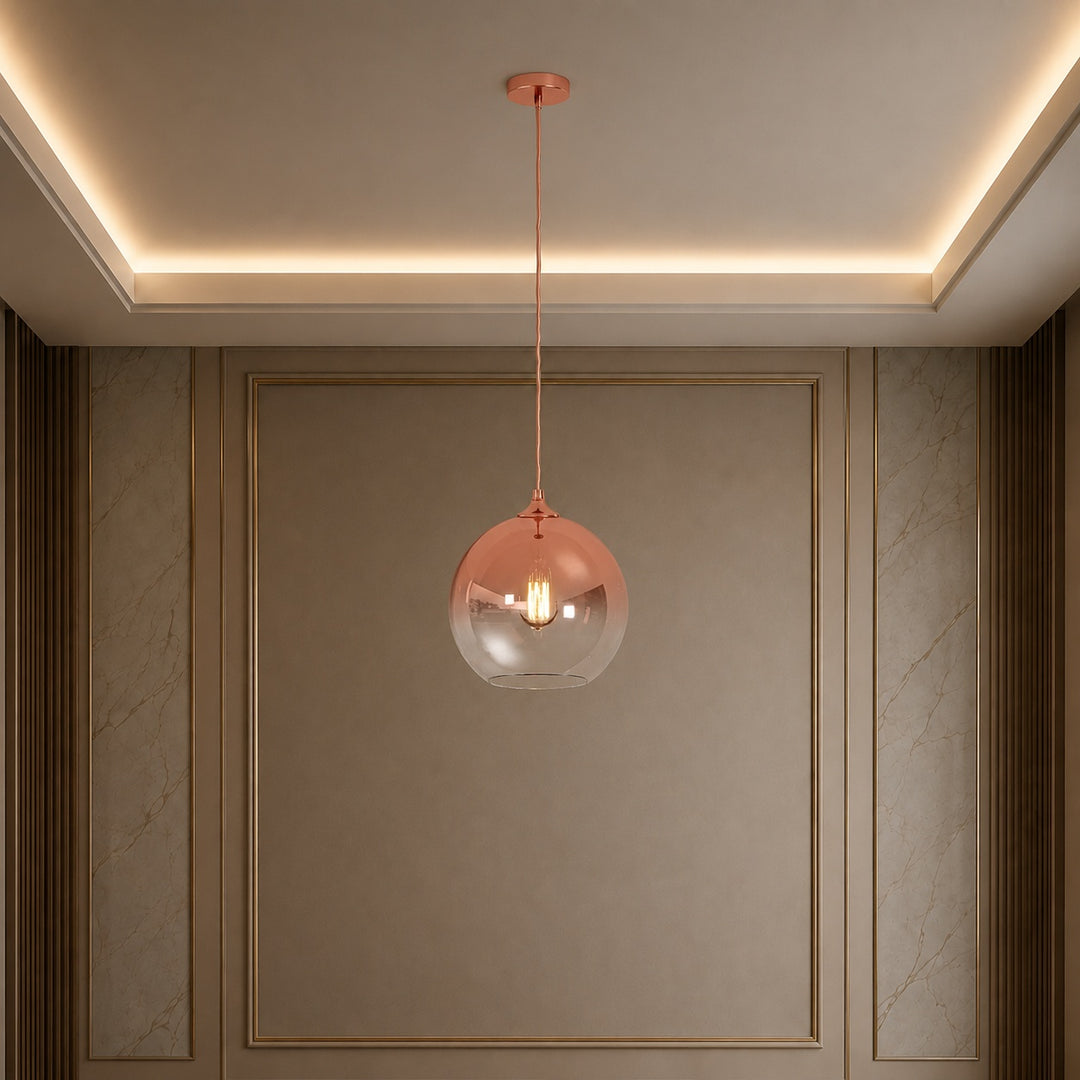 Modern Glass Pendant Light Adjustable Hanging LED with Metallic Gradient Finish