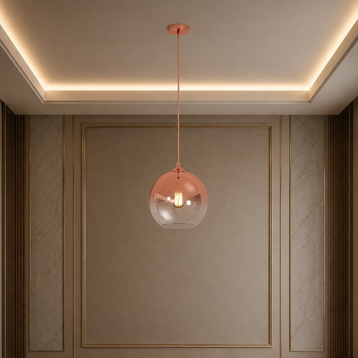 Modern Glass Pendant Light Adjustable Hanging LED with Metallic Gradient Finish