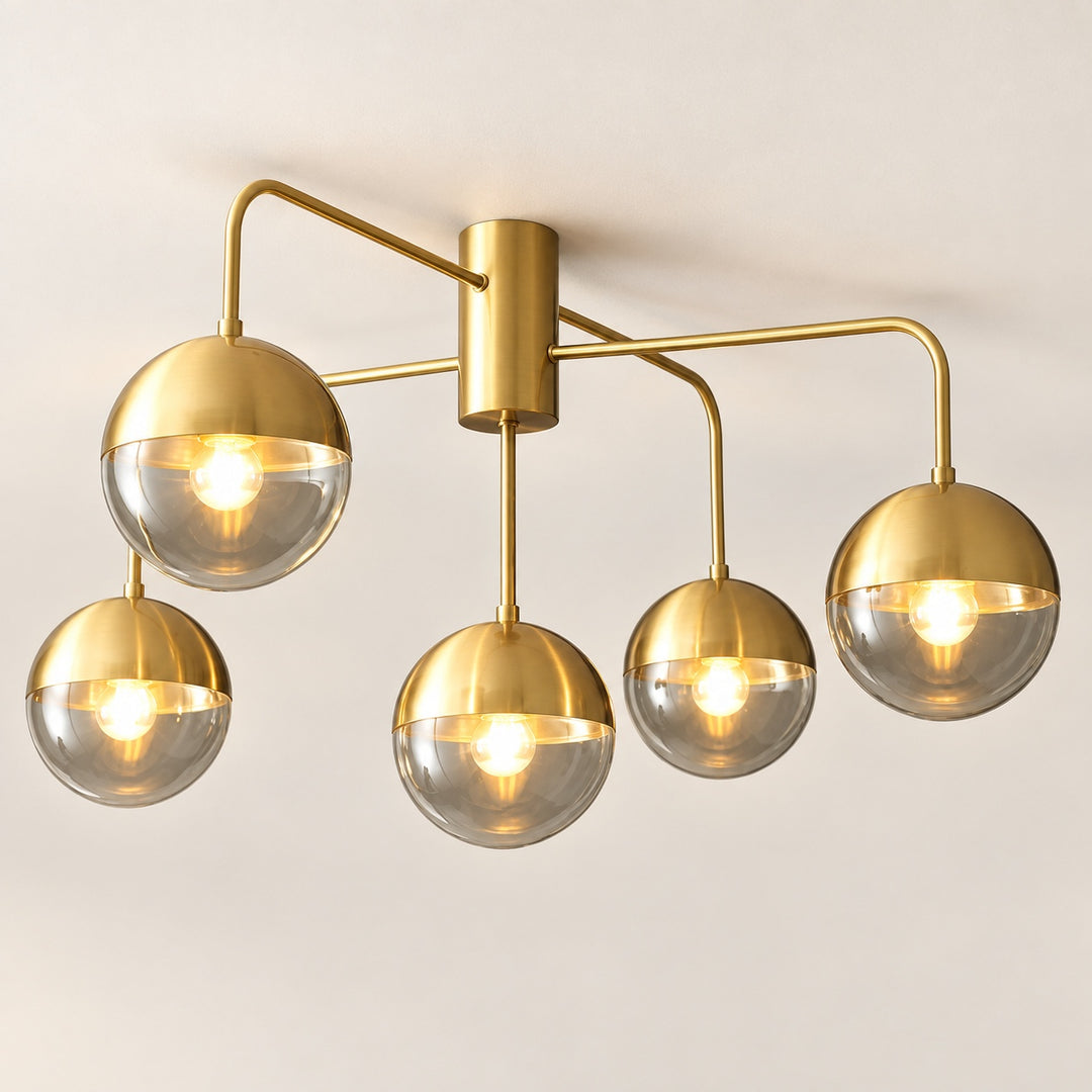 Modern Industrial Ceiling Light Flush Mount Glass and Metal Adjustable LED Compatible 40W