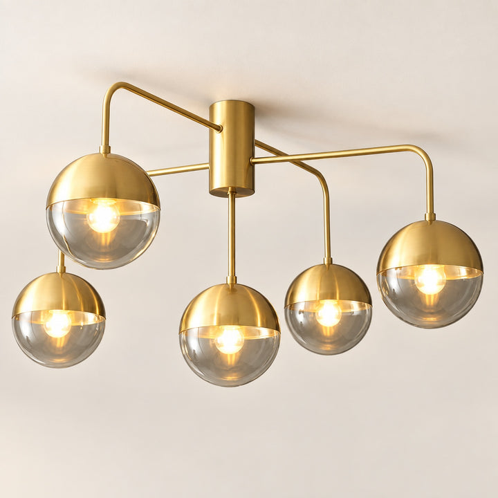 Modern Industrial Ceiling Light Flush Mount Glass and Metal Adjustable LED Compatible 40W