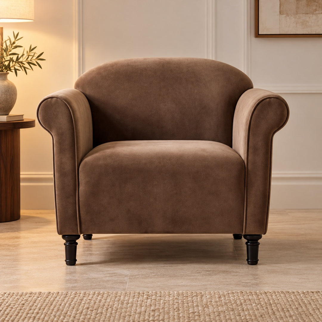 Modern Velvet Accent Armchair with Solid Birch Legs for Comfortable Lounge Seating