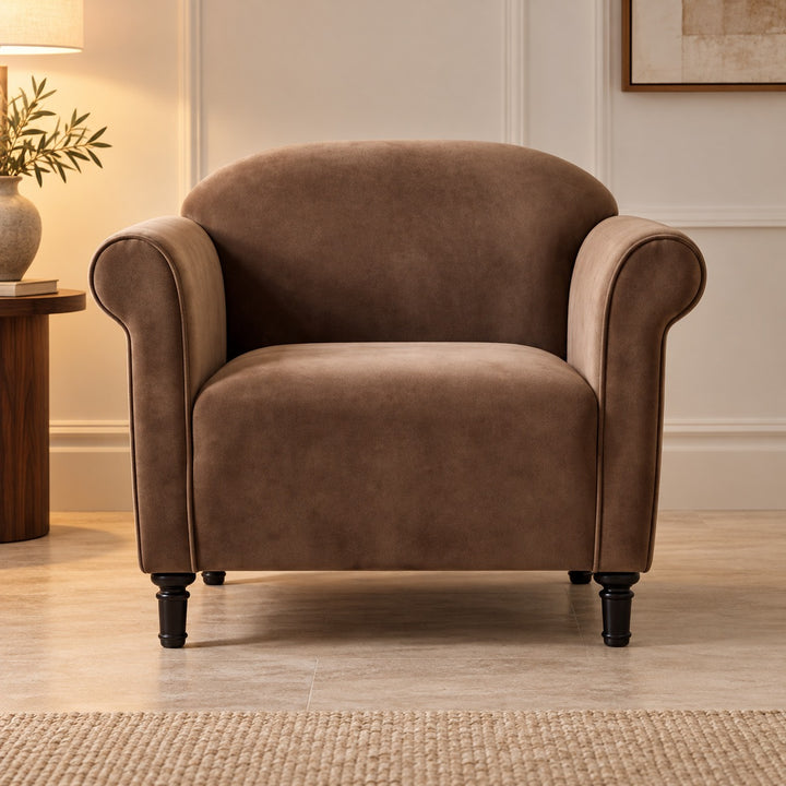 Modern Velvet Accent Armchair with Solid Birch Legs for Comfortable Lounge Seating