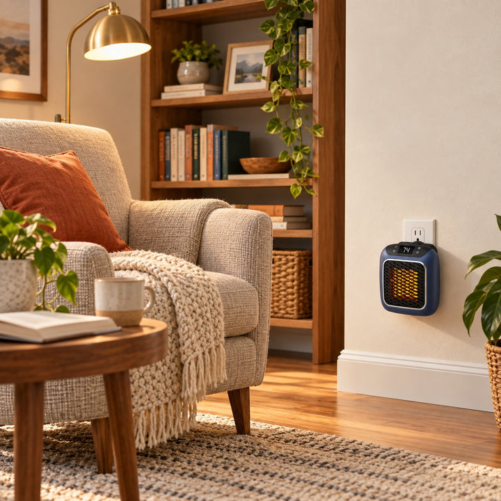 Compact Modern Fan Heater Adjustable Thermostat 800W Efficient Warmth for Personal Spaces