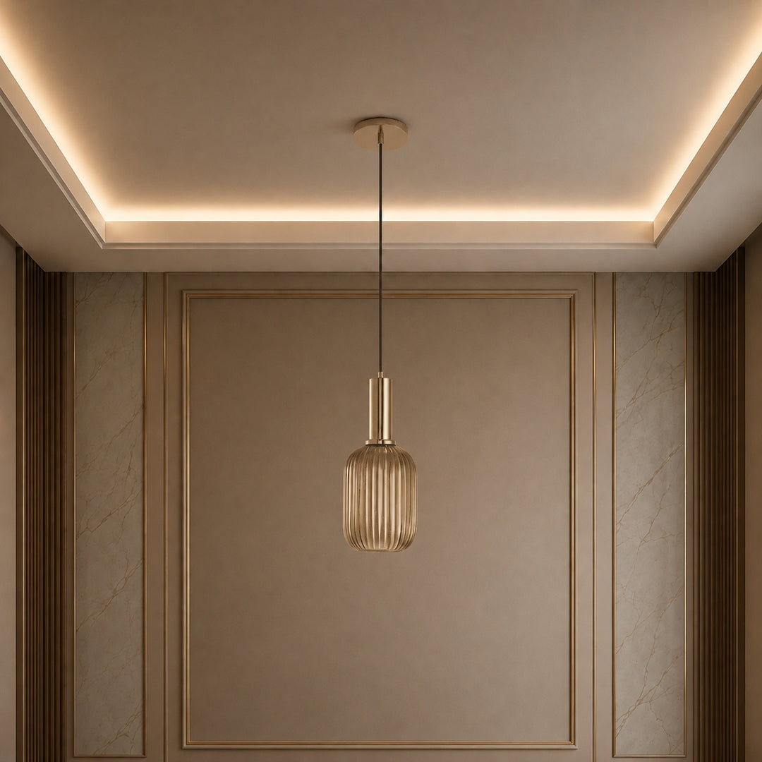Modern Glass Pendant Light Hanging Fixture Adjustable Height LED Compatible