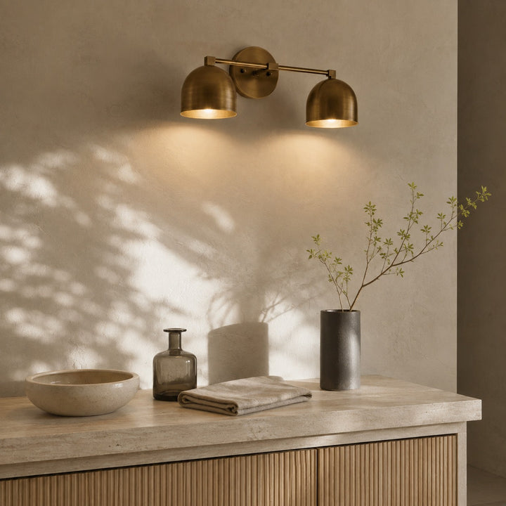 Modern Wall Light Wall Mounted Double Shade Brass Soft Focused Illumination Sconce Light