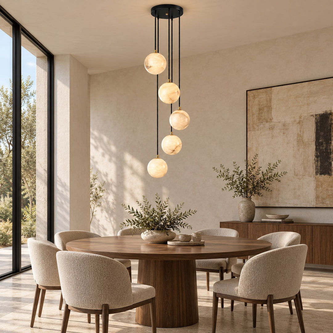 Modern Cluster Chandelier Light Wall Mounted Alabaster Glass LED Dimmable Fixture