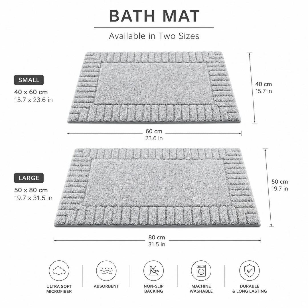 Modern Stripe Bath Mat Soft Flocked Surface Non Slip Quick Drying for Bathroom Kitchen