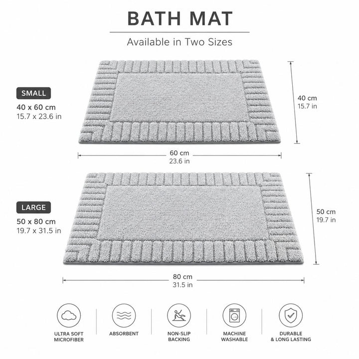 Modern Stripe Bath Mat Soft Flocked Surface Non Slip Quick Drying for Bathroom Kitchen