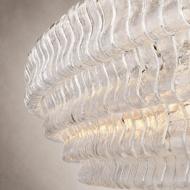 Modern Oval Chandelier Light Adjustable Hanging Steel Glass Fixture with 5 or 12 Bulb Options