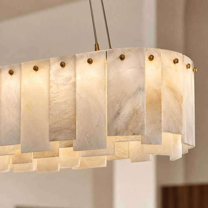 Modern Chandelier Light Ceiling Mounted Alabaster Glass with LED Illumination for Dining Room