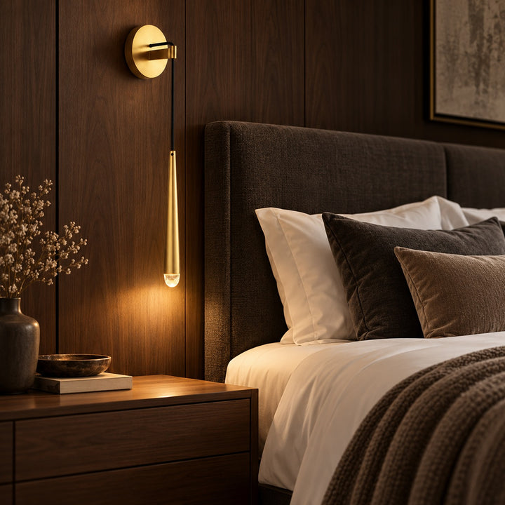Modern Brass & Crystal Wall Sconce – G4 LED Interior Wall Light
