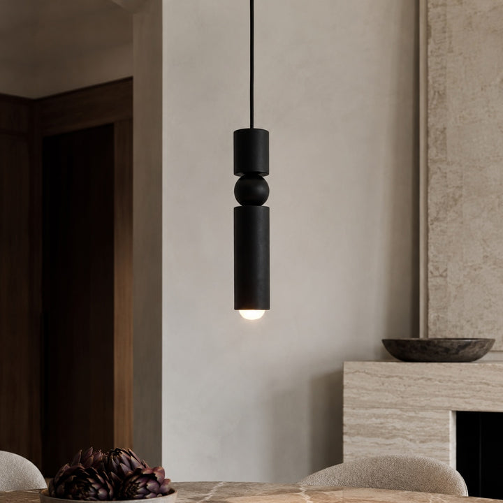 Modern Black Pendant Light with Adjustable Dimmable LED and Geometric Metal Design