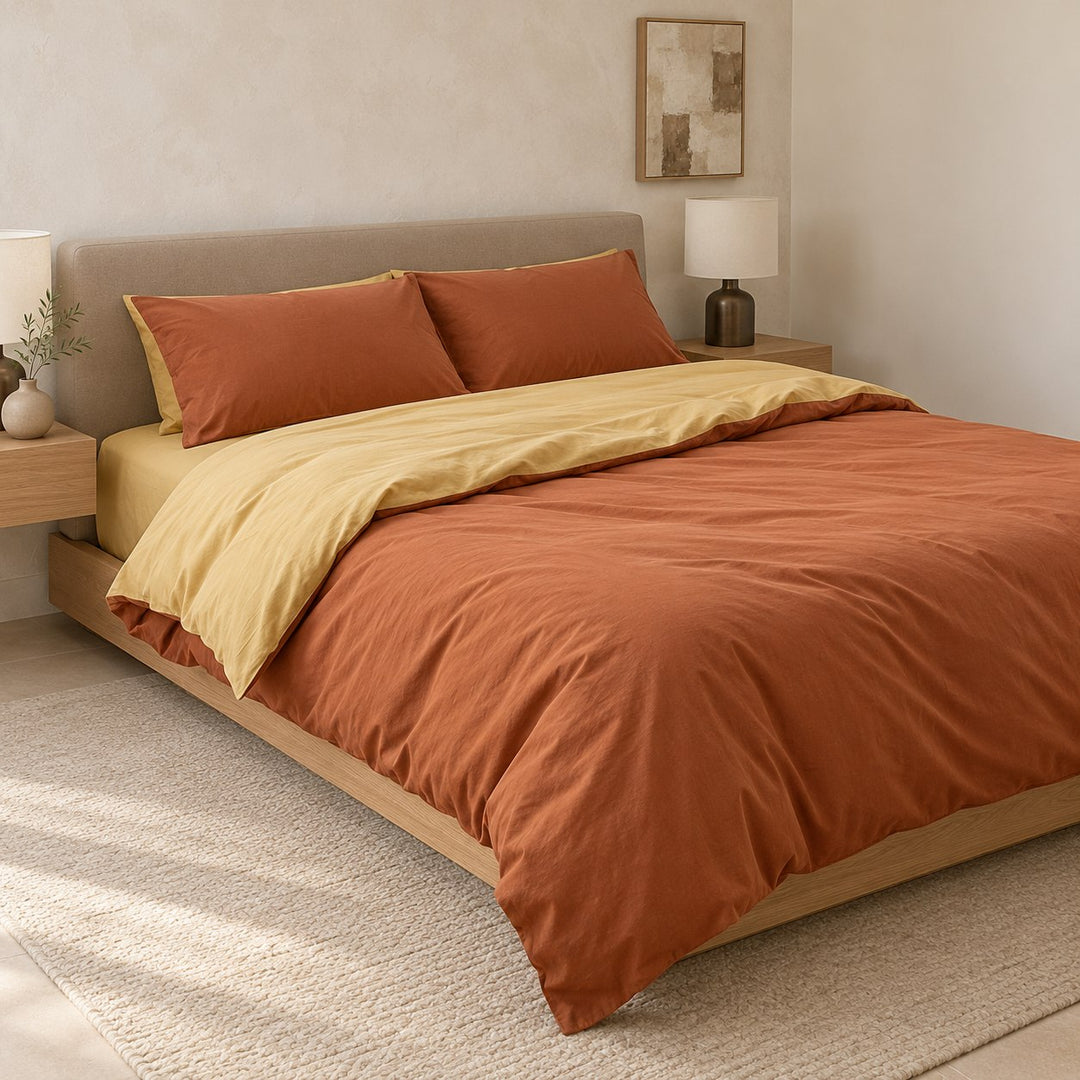 Reversible Bedding Set Cotton Jersey Knit Duvet Cover and Sheet Soft Breathable Lightweight