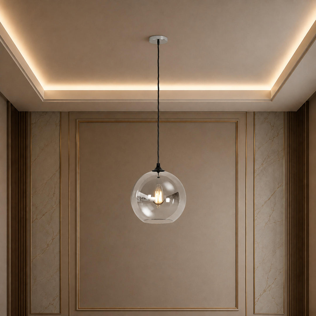 Modern Glass Pendant Light Adjustable Hanging LED with Metallic Gradient Finish