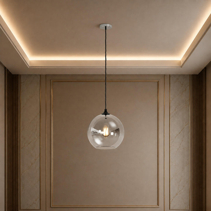 Modern Glass Pendant Light Adjustable Hanging LED with Metallic Gradient Finish