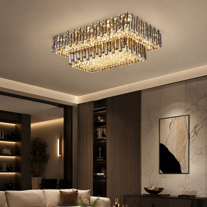 Modern Round Ceiling Light Chandelier with Crystal Accents Stainless Steel LED Adjustable Color Temperature