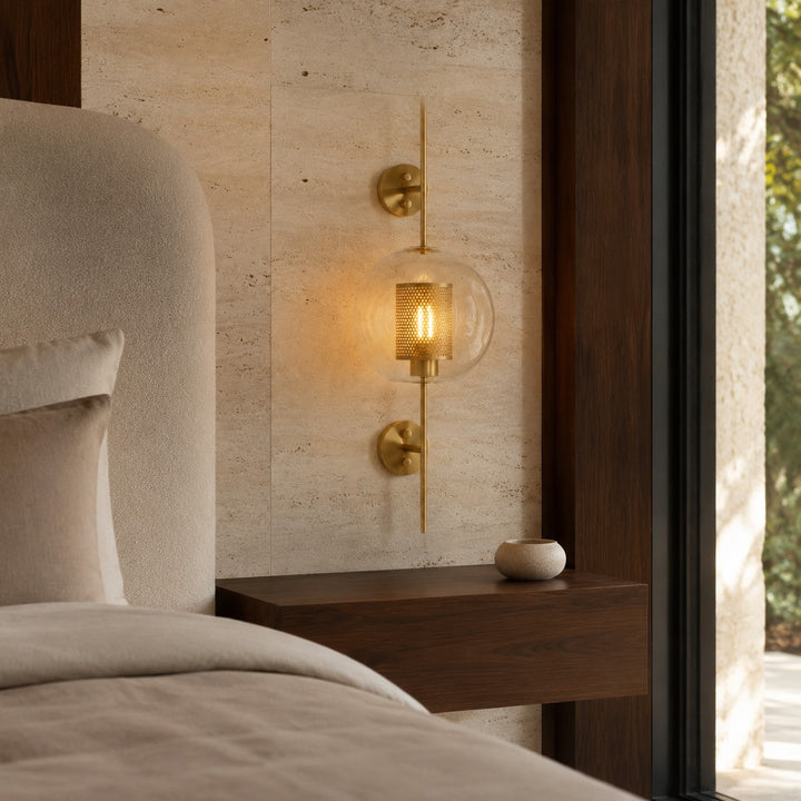 Modern Wall Light Clear Glass Wall Mounted Brass Dimmable LED Fixture Warm Glow