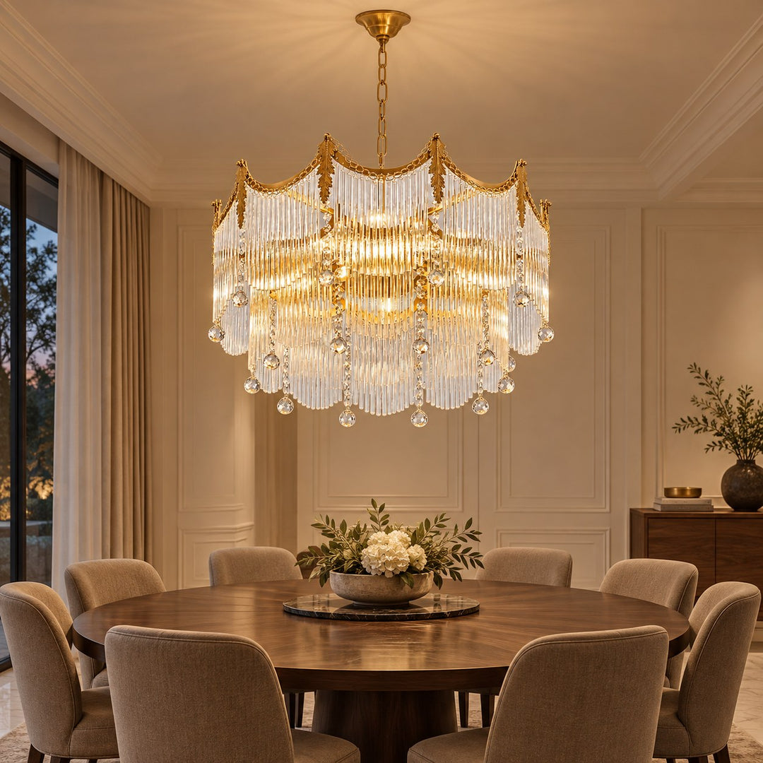 Modern Chandelier Ceiling Light Adjustable Hanging Metal Frame Dimmable for Dining Room
