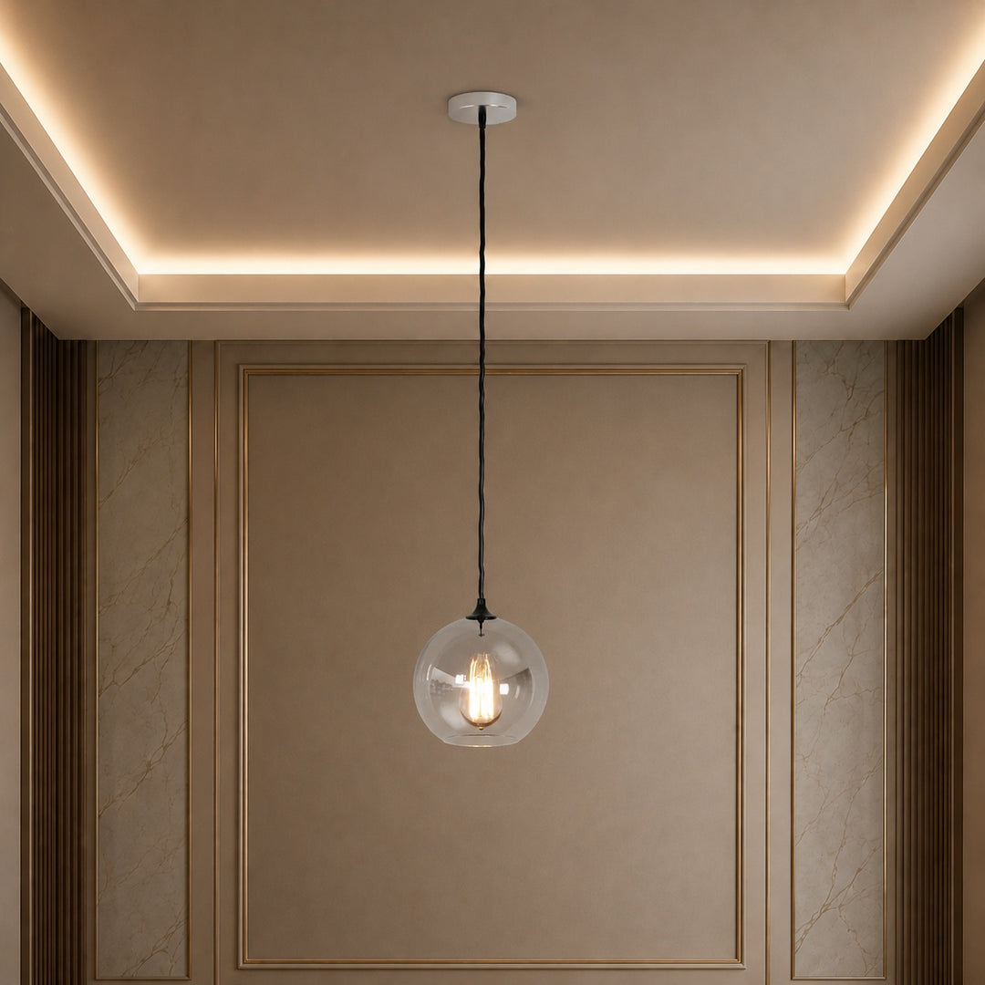 Modern Glass Pendant Light Adjustable Hanging LED with Metallic Gradient Finish