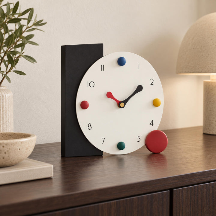 Modern Geometric Table Clock Silent Quartz Movement Eco-Friendly PMMA Compact Design 20x20 cm